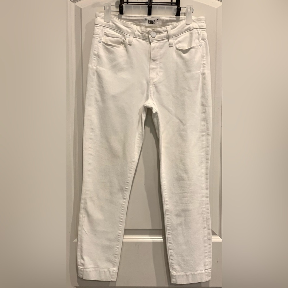 EUC PAIGE HOXTON ANKLE SKINNY JEANS CRISP WHITE WOMEN’S SIZE 28